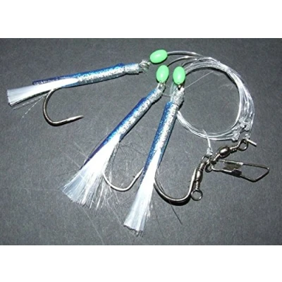 Image of FFT 3 x SUPER CATCH JUMBO SILVER DREAM RIG LURE 7/0 HOOK BOAT BASS COD SEA FISHING LINE CLIP