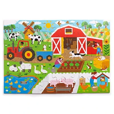 Image of Bigjigs Toys Children&#039;s Wooden Farm Floor Jigsaw Puzzle (48 Piece)