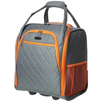 Image of Rockland Melrose Upright Wheeled Underseater Carry on Luggage, Charcoal, 16 Inch, Luggage