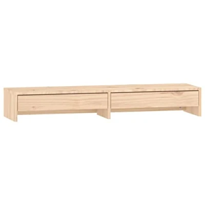 Image of vidaXL Solid Wood Pine Monitor Stand Office Furniture Wooden Screen Riser Desktop Laptop Display Shelf Desk Mount