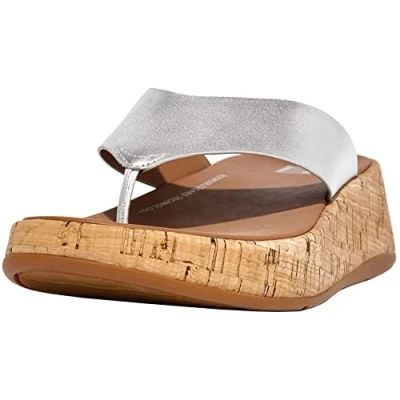 Image of Fitflop Women&#039;s MWB Toe Post Flat Sandal, Silver, 5 UK