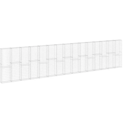 Image of vidaXL Gabion Wall with Covers Galvanised Steel 900x30x200 cm