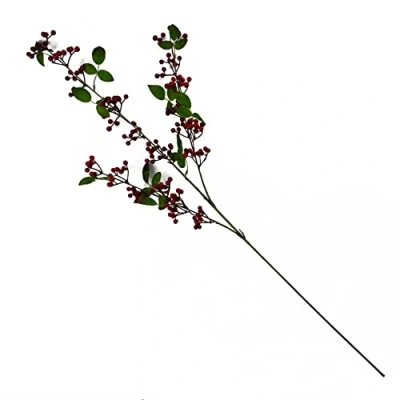 Image of Leaf Design UK Artificial Christmas Berry Spray Branches Plants, Single Red, 80cm