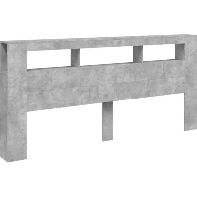 Image of vidaXL LED Headboard Concrete Grey 220x18.5x103.5 cm Engineered Wood