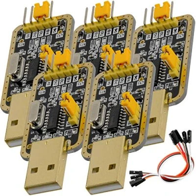 Image of AZDelivery UART TTL USB Adapter 3.3V 5V CH340G Interface Converter Module, with 20cm Jumper Cable, compatible Arduino Including E Book! (Pack of 5)