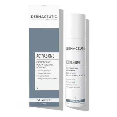 Image of Dermaceutic Activabiome Prone Skin Night Cream with Glycolic Acid Solution, Microbiota Regulator, Salicylic and Purifying Active 40 ml