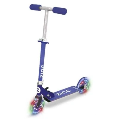 Image of Zinc 2 Wheeled Twister Light Up Scooter Folding Inline with LED Wheels, Adjustable Height, Blue