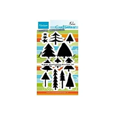 Image of Marianne Design CR1483 Craftables Embossing and Cutting Dies Stencil, Trees, Pink, One Size