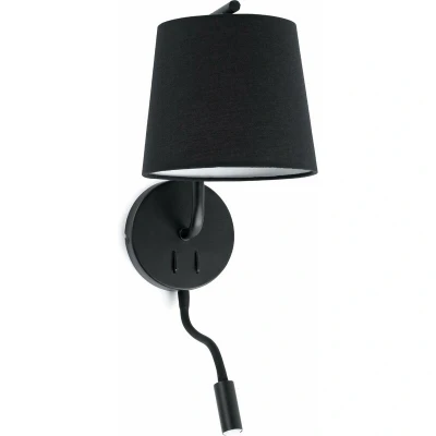 Image of Berni 1 Light Indoor Wall Reading Lamp Black, E27