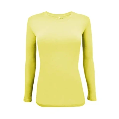 Image of Natural Uniforms Women&#039;s Under Scrub Tee Crew Neck Long Sleeve T Shirt yellow Small