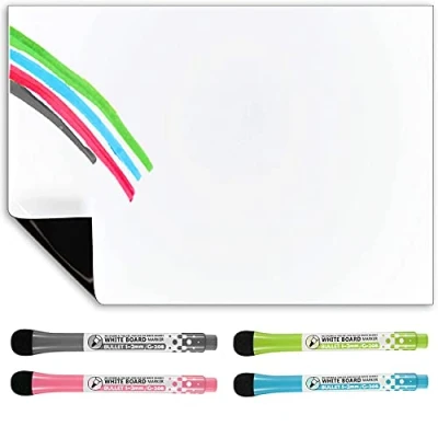 Image of TMS Fridge Whiteboard, Dry Erase Magnet for Memos, Notes or Reminders Kitchen Notice Board use as Magnetic Weekly Planner, Meal Planner To Do List includes 4 x Wipe Pens (A3)
