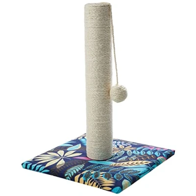 Image of Croci Color Leafs Scratching Post for Adult, Large and Small Cats, Mat with Tree Rope Cat Calming Toy Ball, Cardboard Scratcher, Accessories Games Pets at Home,42cm con palla