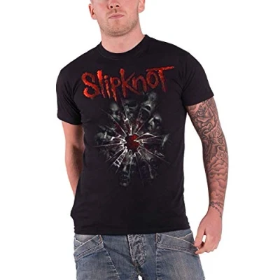 Image of Slipknot Mens T Shirt Black Shattered Band Gray Chapter logo Official