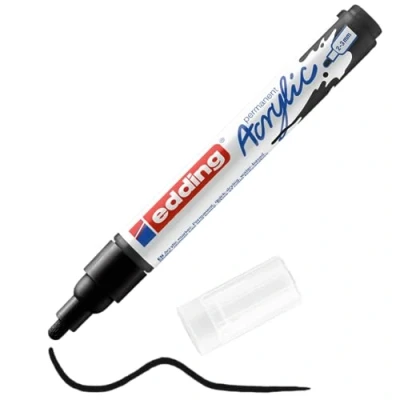 Image of edding 5100 acrylic marker medium black 1 waterproof paint round nib 2 3mm pen for drawing on canvas, art paper and wood markers pebbles