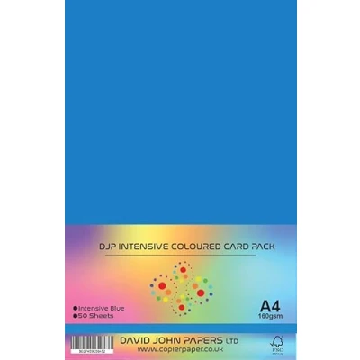 Image of DJP Intensive Blue 160gsm Coloured Craft Card 50 Sheets