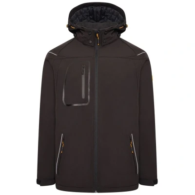 Image of JCB Men&#039;s Trade Hooded Black Softshell Jacket Durable, Comfortable, Versatile Perfect for Outdoor Work Environments Workwear Collection Size Medium