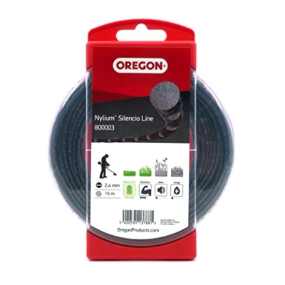 Image of Oregon Nylium Silencio Strimmer Line, Round Profile Replacement Cord for Battery Powered Garden Trimmer Tools, 2.4mm, 15m Small Donut Spool (800003)