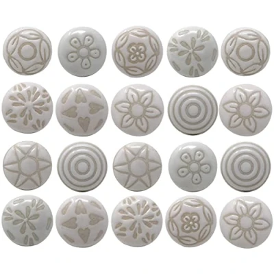 Image of Ajuny Vintage Set of 20 White Ceramic Door Knobs for Dresser Drawer Wardrobe Pull Closet Solid Cabinet Cupboard Handmade Handcrafted knob Modern Kitchen, Bedroom &amp; Bathroom