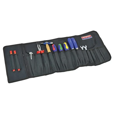 Image of Faithfull FAITR15 15 Pocket Tool Roll Includes Zip Up Compartment, Blue