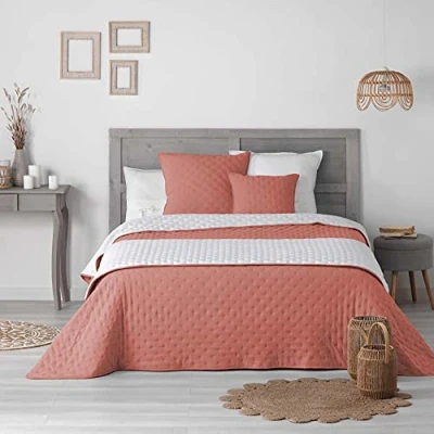 Image of Douceur d&#039;Intérieur Quilted Bed Runner 80 x 180 cm Microfibre Mellow Chic Terracotta/White 100% Polyester