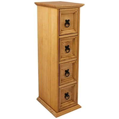 Image of Corona CD Storage Tower Unit 4 Drawer Chest Media Solid Pine Living Room Office