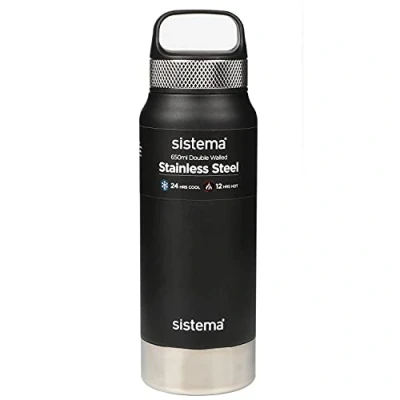 Image of Sistema Hydrate Stainless Steel Water Bottle 650 Ml Bpa Free Double Wall Vacuum Insulated Metal Keeps Liquid Hot (12 Hours) &amp; Cool (24 Assorted Colours