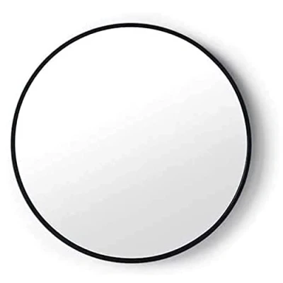 Image of Biznest 40Cm Round Aluminium Frame Wall Mounted Mirror Bathroom Living Room Bedroom Home Décor (Black)
