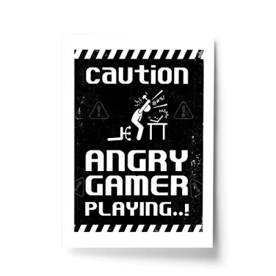 Image of RED OCEAN Retro Gaming Sign Print Angry Gamer Funny Gift Boys Bedroom Decor