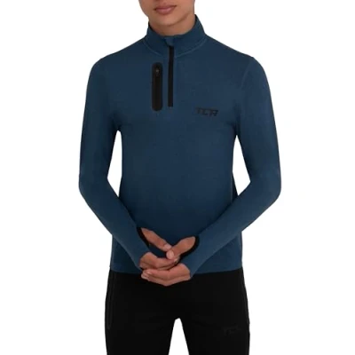 Image of TCA Fusion Gym Tops for Boys Training Long Sleeve Running Top Clothes Navy Marl/Navy Marl, 12 14 Years