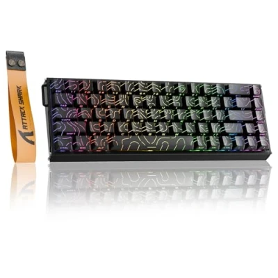 Image of ATTACK SHARK X68 MAX HE Rapid Trigger Wired Aluminum Gaming Keyboard,0.005mm RT Accuracy,Hall Effect Magnetic Switches,Adjustable Actuation,8000Hz Polling Rate,SOCD,0.08ms Latency,RGB(Black Contours)