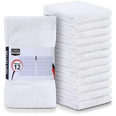 Image of Utopia Cotton Bar Mops Kitchen Towels, 12 Pack, White