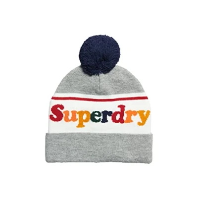 Image of Superdry Women&#039;s Vintage Classic Logo Beanie Beret, Gris Marla/Multi,