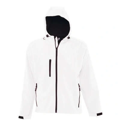 Image of SOLS Mens Replay Hooded Soft Shell Jacket (Breathable, Windproof And Water Resistant) (White) Size 2XL