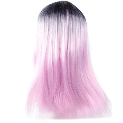 Image of Black Pink Purple Gradient Long Hair Wig, Fashionable Natural Wig Fake For Cosplay Part Costume Halloween Party