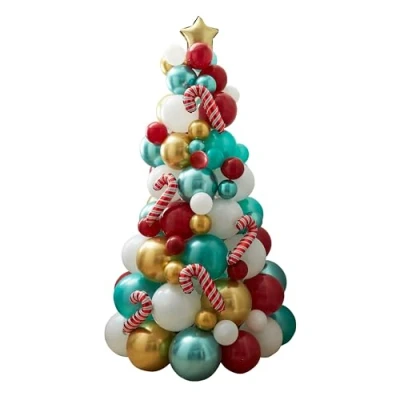 Image of Ginger Ray Novelty Candy Cane Balloon Christmas Tree Party Decoration