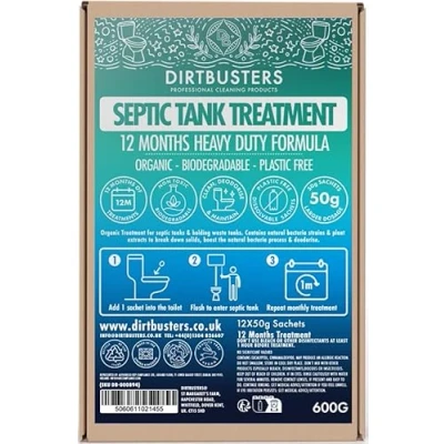 Image of Dirtbusters enzyme septic Tank treatment 12 month supply Sewage and cesspit Cleaner