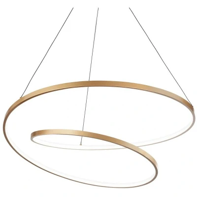 Image of OZ Dimmable Swirl 60cm Integrated LED Pendant Ceiling Light Brass, 3000K