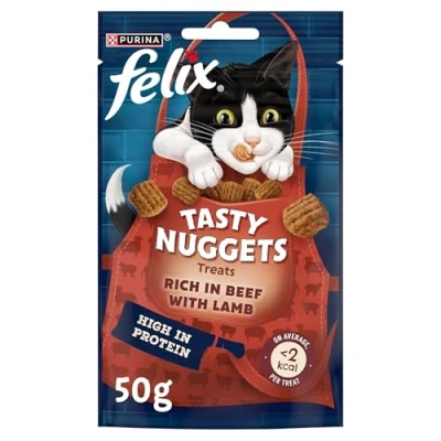 Image of FELIX Tasty Nuggets Beef &amp; Lamb Cat Treats 50g (Pack of 8)