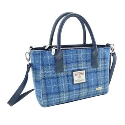 Image of Glen Appin Of Scotland Harris Tweed Tote Handbag LB1228 Brora (Col 129 Light Blue)