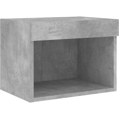 Image of vidaXL Bedside Cabinet with LED Lights Wall mounted Concrete Grey