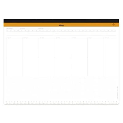 Image of RHODIA 194041C Clothed Weekly Desk Pad A3+ 42x30.9 cm 60 Detachable Microperforated Sheets 80g/ma Keyboard/Mouse Holder and Organization Tool Rhodiatime Collection
