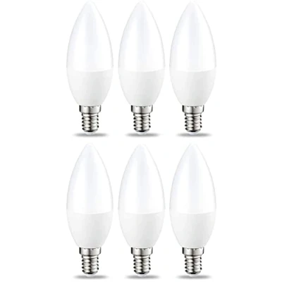 Image of Amazon Basics LED E14 Small Edison Screw Candle Bulb, 5.5W (Equivalent to 40W), Warm White, Non Dimmable Pack of 6