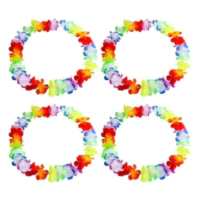 Image of Shatchi 12Pcs Hawaiian Garlands Flower Lei Luau Necklaces for Tropical Beach Party Decorations Flamingo Supplies Fancy Dress Adults Kids