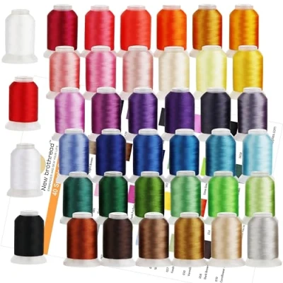 Image of New brothreads 40 Brother Colors 100% Polyester Machine Embroidery Thread Kit 500m Compatible for Home Based Sewing