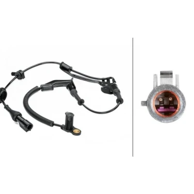 Image of 9L8Z2C204A ABS Sensor HELLA 6PU 230 040 451 Front Axle with holder Hall 2 pin connector