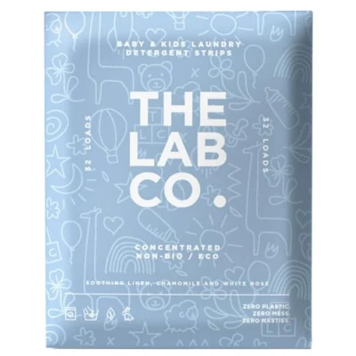 Image of The Lab Co. Laundry Detergent Strips Soothing Fragrance Linen Chamomile White Rose fup to 32 Loads