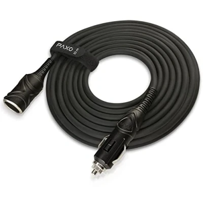 Image of 10m KFZ extension cable 12V, extension, 15A fuse, solid rubber with plug and socket, hook loop strap, for cigarette lighter socket