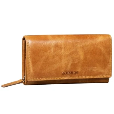 Image of STILORD &#039;Ellen&#039; RFID Wallet Ladies Leather Vintage Purse for Women with NFC Protection Purses Zipper in Gift Box Genuine Leather, Colour:Perugia Brown