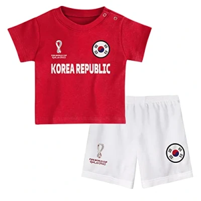 Image of FIFA Unisex Kinder Official World Cup 2022 Tee &amp; Short Set, Toddlers, South Korea, Team Colours, Age 3, Red, Medium