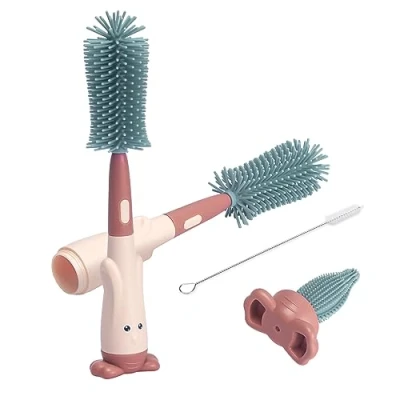 Image of Alyvisun Bottle Brush 3 in 1 Set, Silicon, red, One Size